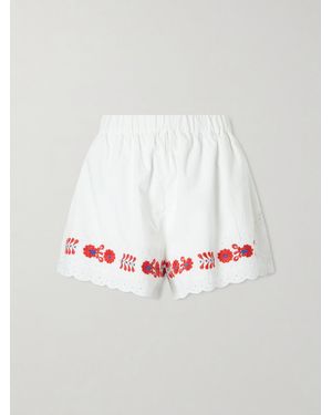 Sea Catharina Embroidered Cotton And Linen Shorts - White