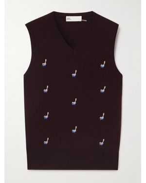 Tory Sport Pull Sans Manches En Cachemire À Broderies - Violet