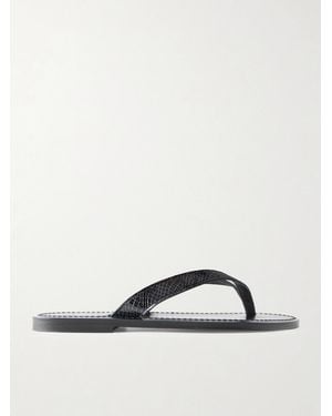 K. Jacques Torino Snake-Effect Leather Thong Sandals - Black