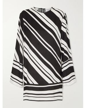 Brandon Maxwell The Leni Striped Twill Mini Dress - Black