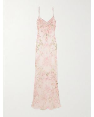 Rosamosario Jumeirah Draped Floral-Print Silk-Georgette Nightdress - Pink