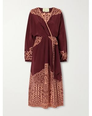 Johanna Ortiz Heatborne Printed Silk Wrap Maxi Dress - Red