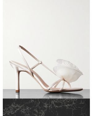 Loeffler Randall Steph Slingback-Sandalen Aus Satin Mit Applikationen - Natur