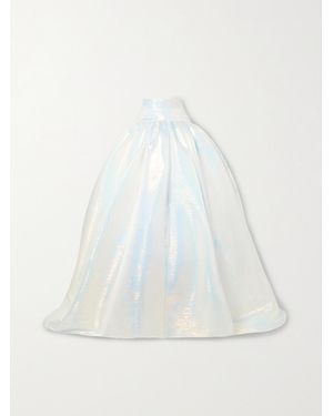Christopher John Rogers Pleated Iridescent Textured Silk-organza Maxi Skirt - White