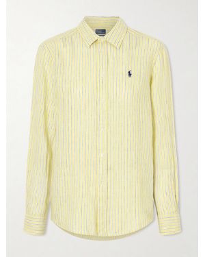 Polo Ralph Lauren Embroidered Striped Linen Shirt - Yellow
