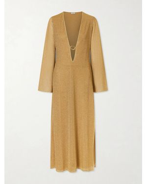 Oséree Lumière Metallic Stretch-Knit Kaftan