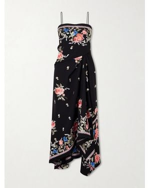 Erdem Asymmetrisches Midikleid Aus Grain De Poudre Aus Wolle Mit Stickereien - Weiß