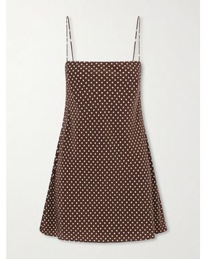 Matteau Polka-Dot Silk-Crepe De Chine Mini Dress - Brown