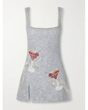 Clio Peppiatt Manhatten Sequin-Embellished Mini Dress - Gray