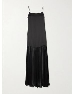 Anine Bing Clementine Pleated Silk-Blend And Chiffon Maxi Dress - Black