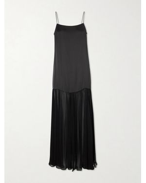 Anine Bing Clementine Pleated Silk-Blend And Chiffon Maxi Dress - Black