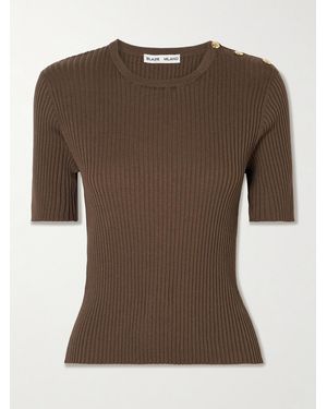 Blazé Milano Alegria Ribbed Silk And Cotton-Blend T-Shirt - Brown