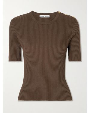Blazé Milano Alegria Ribbed Silk And Cotton-Blend T-Shirt - Brown