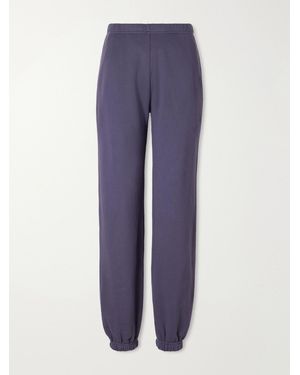 ÉTERNE Logo-Embroidered French Cotton And Modal-Blend Terry Tapered Track Trousers - Blue