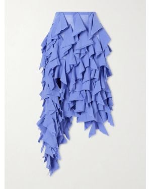 DIOTIMA Handkerchief Asymmetric Ruffled Cotton Midi Skirt - Blue