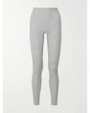 Skims Cotton Collection Ribbed Cotton-Blend Jersey Leggings - Gray