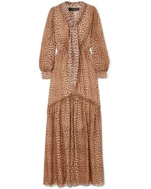 Rachel Zoe Verushka Pussy-bow Leopard-print Silk Crepe De Chine Maxi Dress Animal Print - Brown