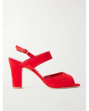 Manolo Blahnik Khiko 90 Suede Sandals - Red