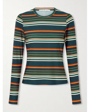 Proenza Schouler Mae Striped Stretch-Jersey T-Shirt - Green