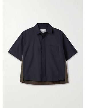 Sacai Hemd Aus Crêpe Und Shell - Blau
