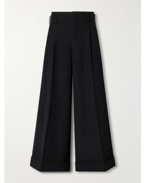 Comme des Garçons Pleated Wool-Twill Wide-Leg Trousers - Black