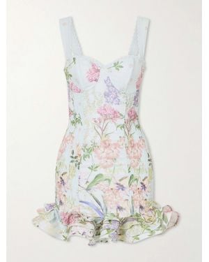 Charo Ruiz Sunil Floral-Print Cotton-Blend Mini Dress - White