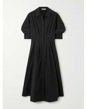 Jonathan Simkhai Jazz Pleated Cotton-Blend Poplin Midi Shirt Dress - Black