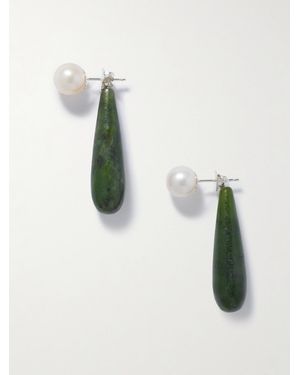 Sophie Buhai Small Angelyne, Jade And Pearl Earrings - Green