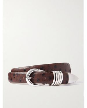 DEHANCHE Hollyhock Ostrich-Effect Leather Waist Belt - Brown