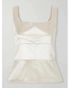 LIBEROWE Paneled Cotton-Blend Duchesse-Satin Tank - Natural