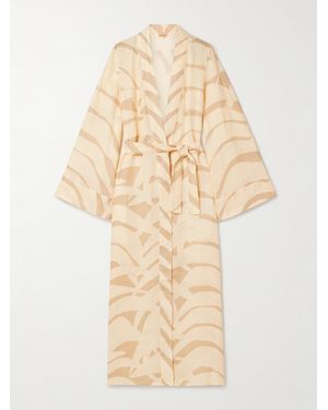 Johanna Ortiz Sail Softly Belted Printed Linen Robe - Natural