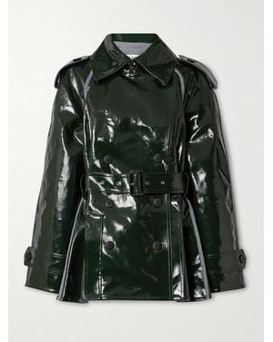 JW Anderson Double-Breasted Belted Canvas-Trimmed Coated-Twill Jacket - Green