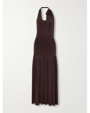 Zimmermann Fairlight Pleated Stretch-Jersey Halterneck Midi Dress - Purple