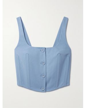 Anna Quan Mae Cotton-Blend Twill Bustier Top - Blue
