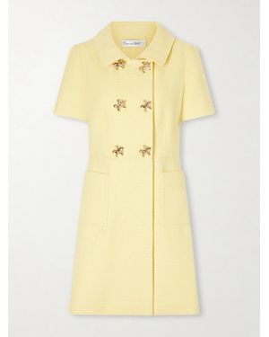 Oscar de la Renta Double-Breasted Cotton-Blend Tweed Mini Dress - Yellow