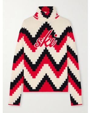 Perfect Moment Intarsia Merino Wool Turtleneck Sweater - Red