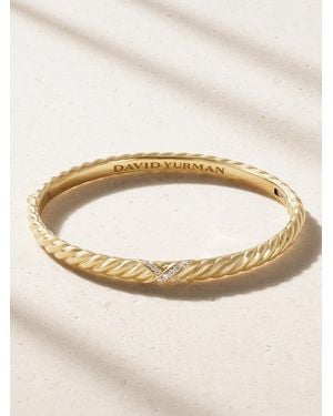 David Yurman Sculpted Cable 18-Karat Diamond Bangle - Natural