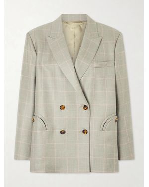 Blazé Milano Nightbreak Double-Breasted Virgin Wool, Silk And Linen-Blend Blazer - Natural