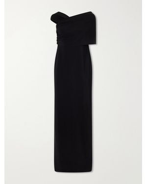 Oscar de la Renta Draped Asymmetric Cady Gown - Black