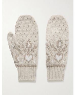 KHAITE Christel Fair Isle Cashmere Mittens - White