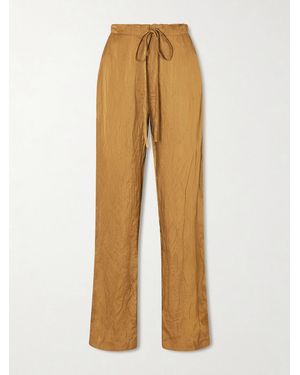 KHAITE Rohen Crinkled-Voile Trousers - Natural