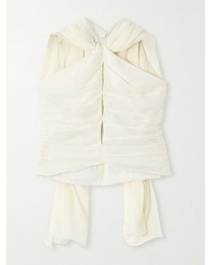 Posse Solene Neckholder-Oberteil Aus Gerafftem Chiffon Mit Schal - Natur