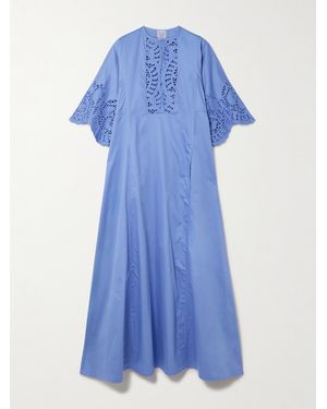 Thierry Colson Rachel Broderie Anglaise Cotton-Poplin Kaftan - Blue