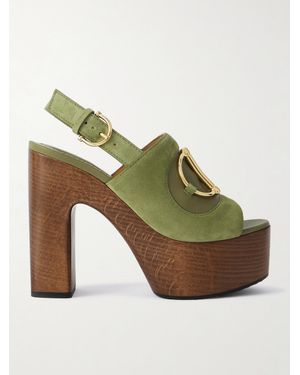 Gucci Platform Sandal With Horsebit, Size 35 It - Green