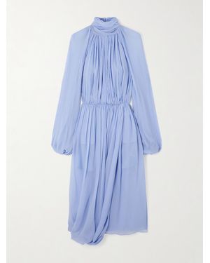 Stella McCartney Rückenfreies Midikleid Aus Gerafftem Seidenkrepon - Blau