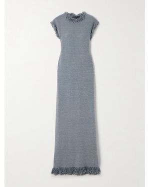 Proenza Schouler Toni Maxikleid Aus Bouclé Mit Cut-Out Und Fransen - Grau