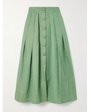 D'Estree Irving Pleated Twill Maxi Skirt - Green