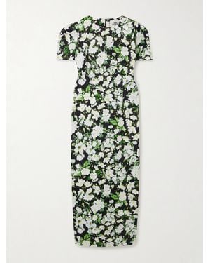 Kika Vargas Sygne Floral-Print Cotton-Blend Midi Dress - Green