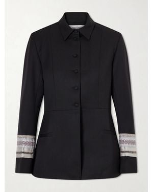 Abadia Grosgrain-Trimmed Wool-Blend Twill Jacket - Black