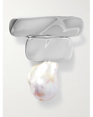 AGMES Ilona Recycled Sterling Pearl Brooch - Grey